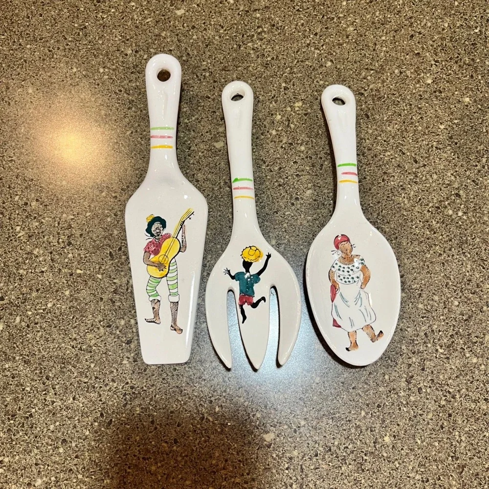 Vintage Ceramic Kitchen Utensils Wall Decor Hanging Set,‎ Japan Folk Art